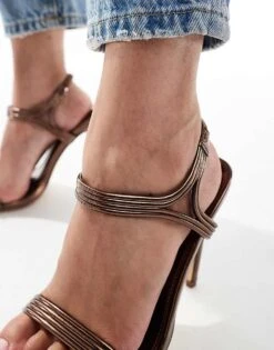 Public Desire Wide Fit Public Desire Volta Wide Fit Heeled Sandals In Bronze Metallic For Women -Desirelic Store 206562689 2