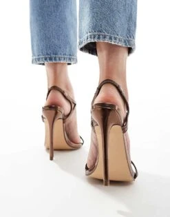 Public Desire Wide Fit Public Desire Volta Wide Fit Heeled Sandals In Bronze Metallic For Women -Desirelic Store 206562689 4