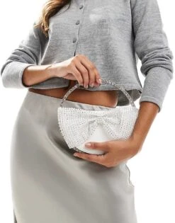 Public Desire The Alessia Bow Jewel Clutch Bag In White For Women