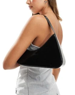 Public Desire Morgan Asymmetric Shoulder Bag In Black Patent For Women -Desirelic Store 206582838 4