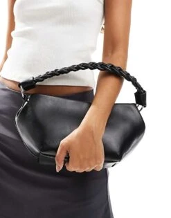 Public Desire Lillian Plaited Top Handle Grab Bag In Black For Women