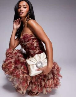 Public Desire Edith Jewel Cross Body Bag With Chain In Black Cream For Women -Desirelic Store 206582886 1 cream 1