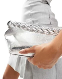 Public Desire Lillian Plaited Top Handle Grab Bag In Silver For Women -Desirelic Store 206582903 3