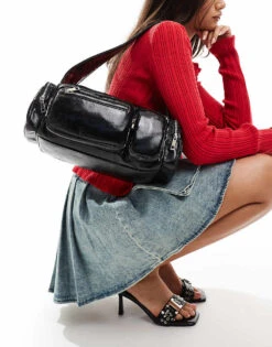 Public Desire Gizelle Multi Zip Pocket Shoulder Bag In Black For Women -Desirelic Store 206582925 1 black 1