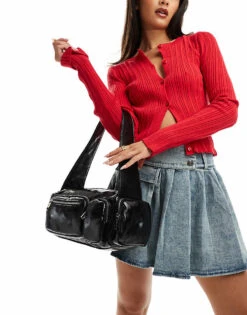 Public Desire Gizelle Multi Zip Pocket Shoulder Bag In Black For Women -Desirelic Store 206582925 3