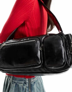 Public Desire Gizelle Multi Zip Pocket Shoulder Bag In Black For Women -Desirelic Store 206582925 4