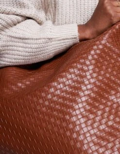 Public Desire Slouchy Shoulder Tote Bag In Brown Woven For Women -Desirelic Store 206582938 3