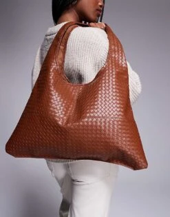 Public Desire Slouchy Shoulder Tote Bag In Brown Woven For Women -Desirelic Store 206582938 4