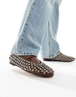 Public Desire Mina Studded Ballet Flat In Tan For Women -Desirelic Store 206625729 1 tan 1