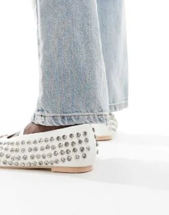 Public Desire Mina Studded Ballet Flat In White For Women -Desirelic Store 206625767 4
