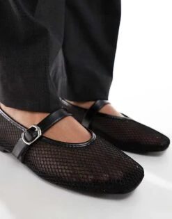 Public Desire Nelly Mesh Ballet With Buckle In Black For Women -Desirelic Store 206795715 4