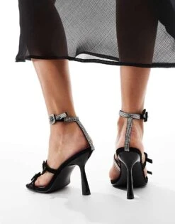 Public Desire Spellbound Embellished Buckle Mid Heel Sandals In Black For Women -Desirelic Store 207026219 4