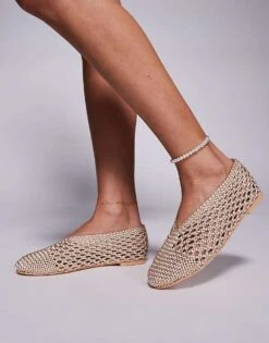 Public Desire Wide Fit Dylan Woven Ballet Flats In Cream For Women -Desirelic Store 207365113 1 cream 1