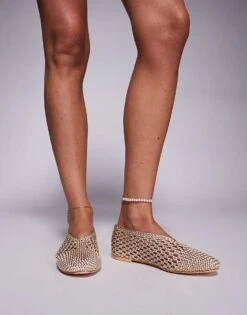 Public Desire Wide Fit Dylan Woven Ballet Flats In Cream For Women -Desirelic Store 207365113 4
