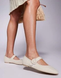 Public Desire Wide Fit Griffin Mary Jane Ballet Flats In Natural Raffia For Women -Desirelic Store 207365131 1 raffia 1