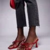 Public Desire Wide Fit Asuka Bow Kitten Heeled Sandals In Red For Women -Desirelic Store 207365176 1 red