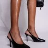 Public Desire Wide Fit Tilapia High Vamp Slingback Heeled Shoes In Black For Women -Desirelic Store 207365543 1 black