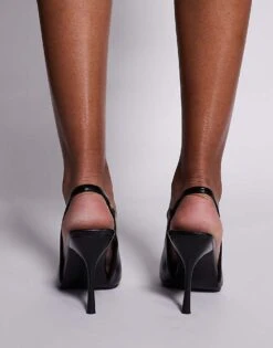 Public Desire Wide Fit Tilapia High Vamp Slingback Heeled Shoes In Black For Women -Desirelic Store 207365543 3