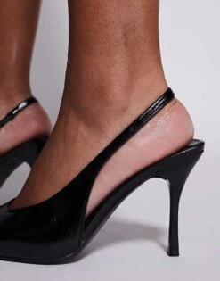 Public Desire Wide Fit Tilapia High Vamp Slingback Heeled Shoes In Black For Women -Desirelic Store 207365543 4