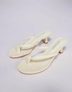 Public Desire Wide Fit Evermore Toe Thong Kitten Heeled Sandals In Yellow For Women -Desirelic Store 207365552 4