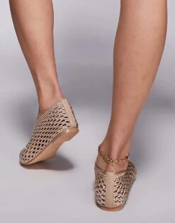 Public Desire Dylan Woven Ballet Flats In Cream For Women -Desirelic Store 207365758 3