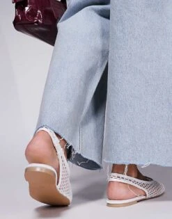 Public Desire Lost Angel High Vamp Sling Back Ballet Flats In White Mesh For Women -Desirelic Store 207365767 2