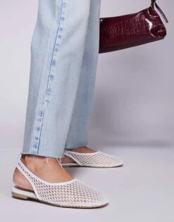 Public Desire Lost Angel High Vamp Sling Back Ballet Flats In White Mesh For Women -Desirelic Store 207365767 4