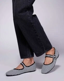 Public Desire Griffin Mary Jane Ballet Flats In Gingham For Women