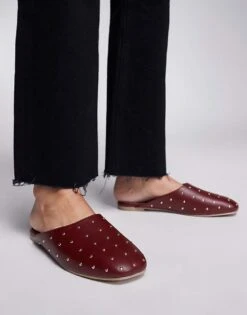 Public Desire Camille Studded Flat Mules In Wine For Women Red -Desirelic Store 207365810 4