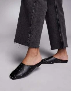 Public Desire Camille Studded Flat Mules In Black For Women -Desirelic Store 207365823 3