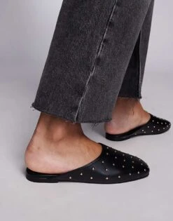 Public Desire Camille Studded Flat Mules In Black For Women -Desirelic Store 207365823 4