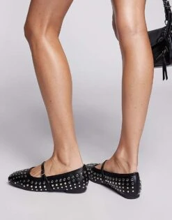 Public Desire Arkel Flat Stud Ballets In Black For Women -Desirelic Store 207365909 3