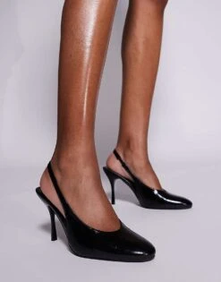 Public Desire Tilapia High Vamp Slingback Heeled Shoes In Black For Women -Desirelic Store 207414969 1 black 1