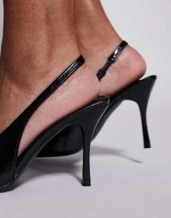 Public Desire Tilapia High Vamp Slingback Heeled Shoes In Black For Women -Desirelic Store 207414969 2