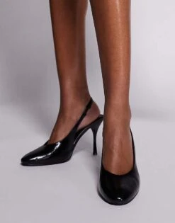 Public Desire Tilapia High Vamp Slingback Heeled Shoes In Black For Women -Desirelic Store 207414969 4