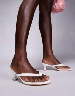 Public Desire Evermore Toe Thong Kitten Heeled Sandals In White For Women -Desirelic Store 207414988 2