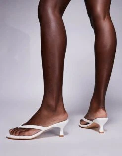 Public Desire Evermore Toe Thong Kitten Heeled Sandals In White For Women -Desirelic Store 207414988 4