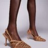 Public Desire Smooch Woven Strappy Sling Back Heeled Shoes In Tan For Women -Desirelic Store 207415052 1 tan