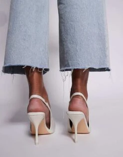 Public Desire Tilapia High Vamp Slingback Heeled Shoes In Cream For Women -Desirelic Store 207415069 4