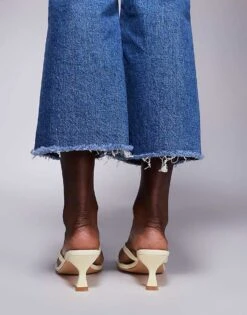 Public Desire Evermore Toe Thong Kitten Heeled Sandals In Yellow For Women -Desirelic Store 207415176 3