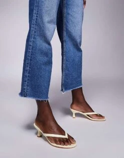 Public Desire Evermore Toe Thong Kitten Heeled Sandals In Yellow For Women -Desirelic Store 207415176 4