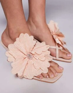 Public Desire Varley Flower Mid Heeled Sandals In Peach For Women -Desirelic Store 207415194 4