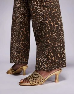 Public Desire Maribelle Woven Kitten Heel Mule Sandals In Gold For Women -Desirelic Store 207415203 1 gold 1