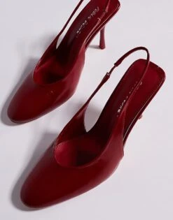 Public Desire Tilapia High Vamp Slingback Heeled Shoes In Red For Women -Desirelic Store 207415230 4