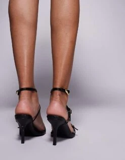 Public Desire Grand Buckle Barely There Heeled Sandals In Black For Women -Desirelic Store 207415266 3