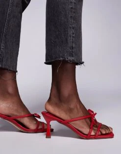 Public Desire Asuka Bow Kitten Heeled Sandals In Red For Women -Desirelic Store 207415375 3