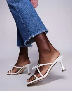 Public Desire Asuka Bow Kitten Heeled Sandals In White For Women -Desirelic Store 207415545 1 white 1