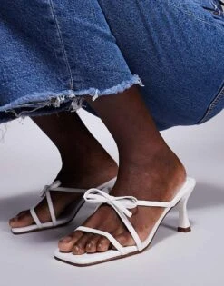 Public Desire Asuka Bow Kitten Heeled Sandals In White For Women -Desirelic Store 207415545 3