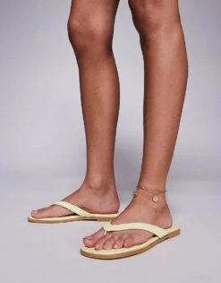 Public Desire Thong Flat Sandal In Yellow For Women -Desirelic Store 207623627 3