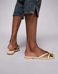 Public Desire Claudette 3D Floral Flat Sandals In Lime For Women Pastel Lime -Desirelic Store 207623654 4